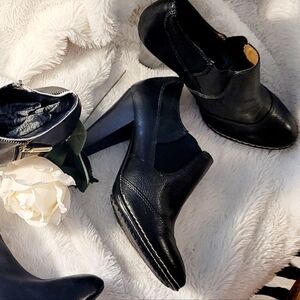 Elegant Black and Cream Women's Heeled Ankle Boots